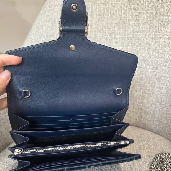 SOLD !!!! Gucci Velvet Crystal GG Monogram Mini Dionysus Chain Wallet - Picture 5 of 6